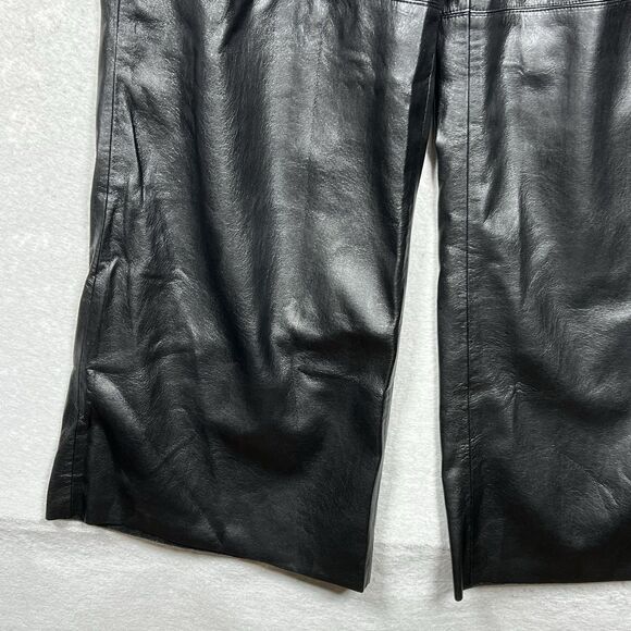 Good American Women’s 4 Wide Leg Faux Leather Pants Black Shiny Drawstring NWT - Picture 3 of 13